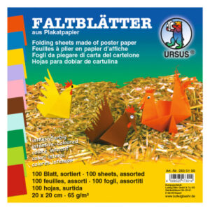 URSUS     Faltblätter Origami    20×20cm 2835199   10 Farben ass.       100 Blatt