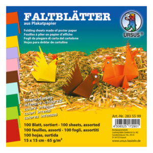 URSUS     Faltblätter Origami    15×15cm 2835599   10 Farben ass.       100 Blatt