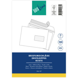 BÜROLINE  Couvert m/Fenster rechts    C5 104589    100g, weiss           10 Stück