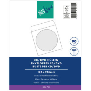 BÜROLINE  CD/DVD-Hüllen        124x124mm 107955    weiss, 90g           100 Stück