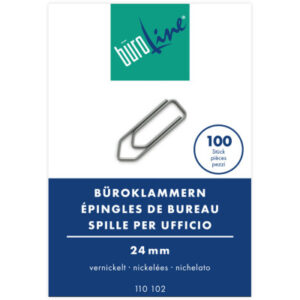 BÜROLINE  Büroklammern Gr.2 110102    vernickelt, 24mm     100 Stück