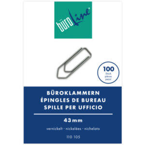 BÜROLINE  Büroklammern Gr.5 110105    vernickelt, 43mm     100 Stück