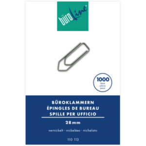 BÜROLINE  Büroklammern Gr.3 110113    vernickelt, 28mm    1000 Stück