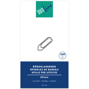 BÜROLINE  Büroklammern Gr.5 110115    vernickelt, 43mm    1000 Stück