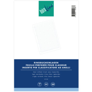 BÜROLINE  Ringbucheinlagen            A4 501008    liniert,9mm, 100g    100 Blatt