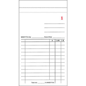 BÜROLINE  Kassablock             10×17cm 572042    numeriert           50x2 Blatt
