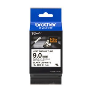 PTOUCH    Heat-Shrink-Tube schwarz/weiss HSe-221E  PT-E300/E550W              9mm