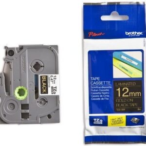 PTOUCH    Band, laminiert   gold/schwarz TZe-334   PT-1280VP                12 mm