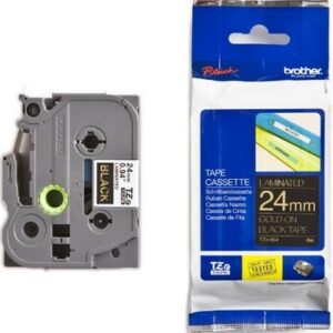 PTOUCH    Band, laminiert   gold/schwarz TZe-354   PT-2450DX                24 mm