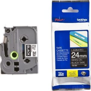 PTOUCH    Band, laminiert  weiss/schwarz TZe-355   PT-2450DX                24 mm