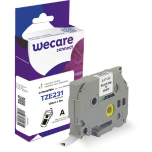 WECARE    Band, laminiert  schwarz/weiss TZE-231   ersetzt Ptouch TZe-231    12mm
