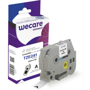 WECARE    Band, laminiert  schwarz/weiss TZE-241   ersetzt Ptouch TZe-241    18mm