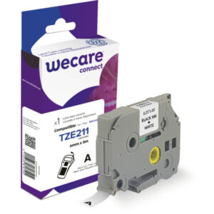 WECARE    Band, laminiert  schwarz/weiss TZE-211   ersetzt Ptouch Tze-211     6mm
