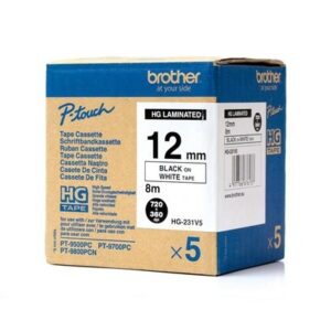 PTOUCH    Band, High-Grade schwarz/weiss HGE-231   12mm/8m                5 Stück