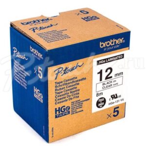 PTOUCH    Band, High-Grade  schwarz/klar HGe-131   12mm/8m                5 Stück