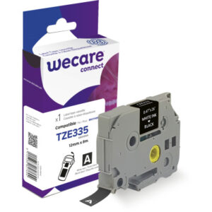 WECARE    Band, laminiert  weiss/schwarz TZE-335   ersetzt Ptouch Tze-335    12mm