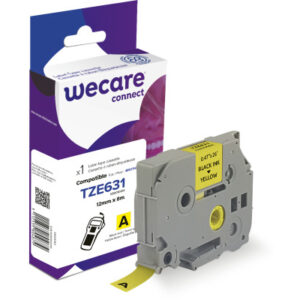 WECARE    Band, laminiert   schwarz/gelb TZE-631   ersetzt Ptouch Tze-631    12mm