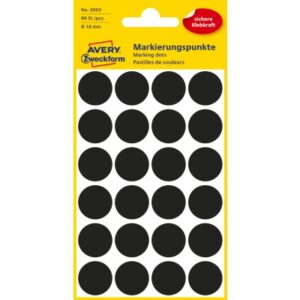 AVERY ZW. Markierungspunkte         18mm 3003      schwarz               96 Stück