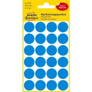AVERY ZW. Markierungspunkte         18mm 3005      blau                  96 Stück