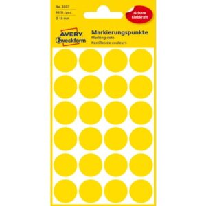 AVERY ZW. Markierungspunkte         18mm 3007      gelb                  96 Stück