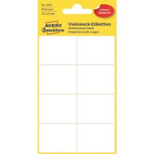 AVERY ZW. Etiketten              32×23mm 3075Z     weiss                 60 Stück