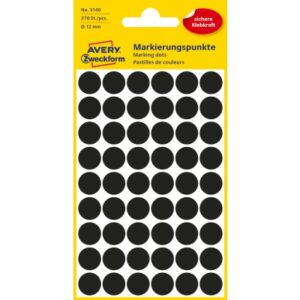 AVERY ZW. Markierungspunkte         12mm 3140      schwarz              270 Stück