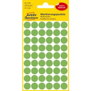 AVERY ZW. Markierungspunkte         12mm 3149Z     grün                 270 Stück