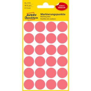 AVERY ZW. Markierungspunkte         18mm 3172Z     rot                   96 Stück