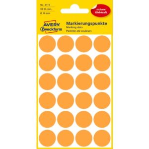 AVERY ZW. Markierungspunkte         18mm 3173Z     orange                96 Stück