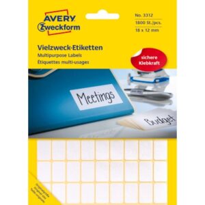 AVERY ZW. Universaletiketten     18x12mm 3312      weiss         1800 Stk./25 Bl.