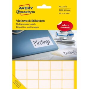 AVERY ZW. Universal-Etiketten    22x18mm 3318      weiss          1200 St./30 Bl.