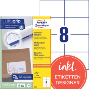 AVERY ZW. Universal-Etiketten   105x74mm 3427      weiss       800 Stk./100 Blatt