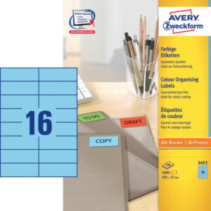 AVERY ZW. Etiketten             105×37mm 3453      blau                1600 Stück