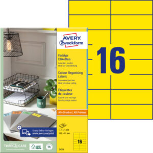 AVERY ZW. Etiketten             105x37mm 3455      Universal, gelb   100Bl./16St.