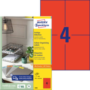 AVERY ZW. Etiketten            105x148mm 3456      rot                  400 Stück