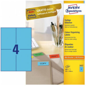 AVERY ZW. Etiketten            105x148mm 3457      Universal, blau     10Bl./4St.