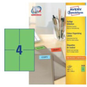 AVERY ZW. Etiketten            105x148mm 3458      Universal, grün    100Bl.4St.