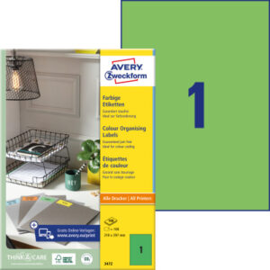 AVERY ZW. Etiketten                   A4 3472      grün                 100 Stück