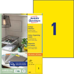 AVERY ZW. Etiketten                   A4 3473      gelb                 100 Stück
