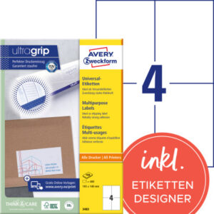 AVERY ZW. Universal-Etiketten  105x148mm 3483      weiss       400 Stk./100 Blatt