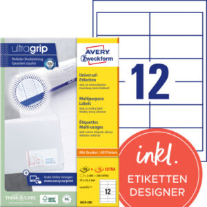 AVERY ZW. Etiketten            97x42,3mm 3659-200  weiss   2640 Stk./200+20 Blatt