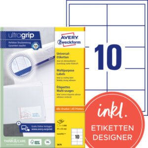 AVERY ZW. Etiketten              97x55mm 3679      weiss      1000 Stk./100 Blatt