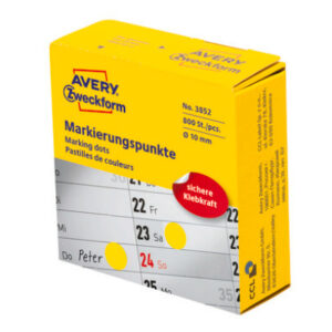 AVERY ZW. Markierungspunkte         10mm 3852      gelb, Spender        800 Stück