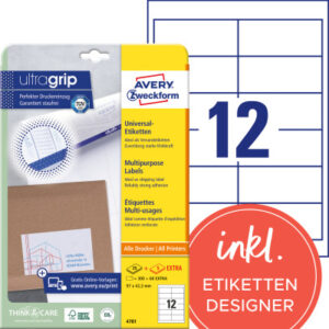AVERY ZW. Universal-Etiketten  97x42.3mm 4781      weiss    360 Stk./25 + 5 Blatt