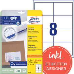 AVERY ZW. Universal-Etiketten  97x67,7mm 4782      weiss    240 Stk./25 + 5 Blatt