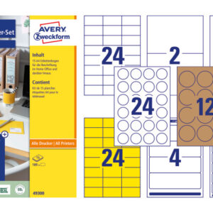 AVERY ZW. Etiketten Starter-Set 49300Z    ass., perm.           15 Blatt