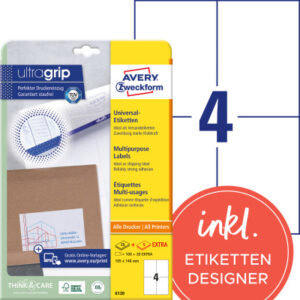 AVERY ZW. Universal-Etiketten  105x148mm 6120      weiss    120 Stk./25 + 5 Blatt