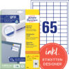 AVERY ZW. Universal-Etiketten  38x21,2mm 6121      weiss   1950 Stk./25 + 5 Blatt