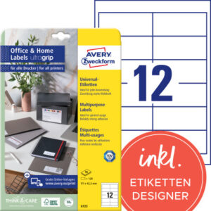 AVERY ZW. Etiketten            97x42,3mm 6123      weiss        120 Stk./10 Blatt