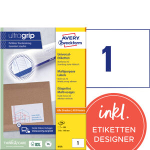 AVERY ZW. Universal Etiketten  210x148mm 6135      weiss       200 Stk./200 Blatt